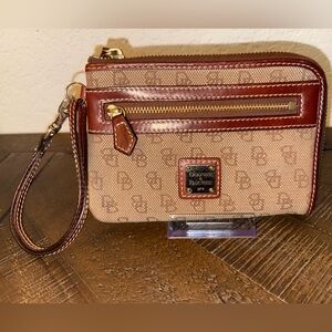 Dooney & Bourke Tan and Brown Monogram Wristlet